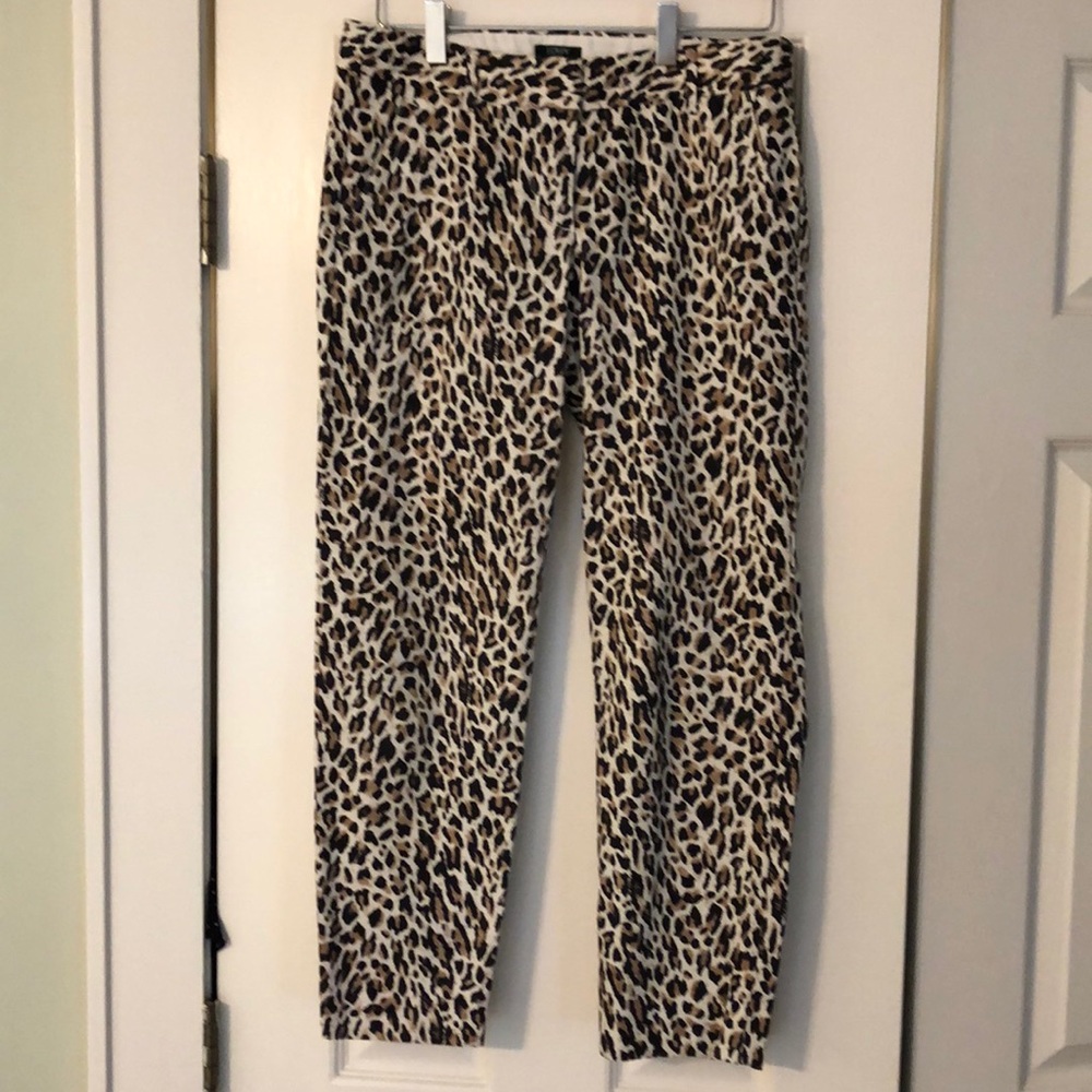 Jcrew Stretch CityFit leopard crop pants